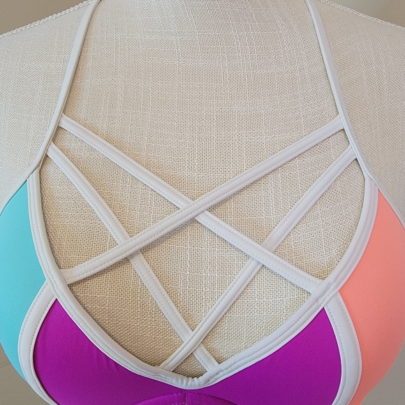 Victoria's Secret PINK Citrus Splash Strappy Front T Back Padded Bikini Top - Picture 2 of 6